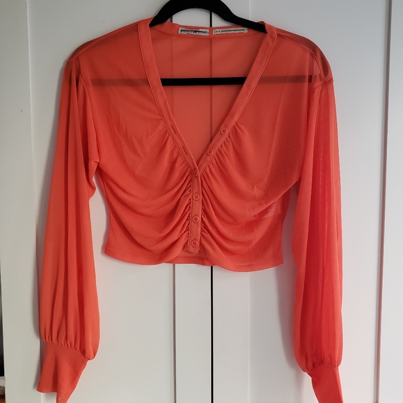 Urban Outfitter Mesh red orange top - size medium